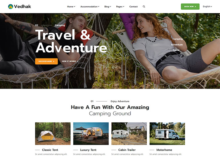 响应式户外旅行露营HTML5网站源码模板