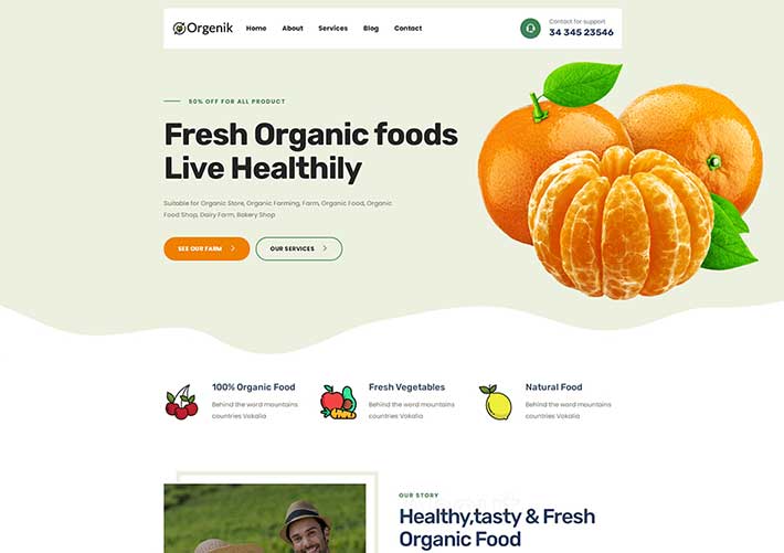 农场有机食品网站HTML5网页模板
