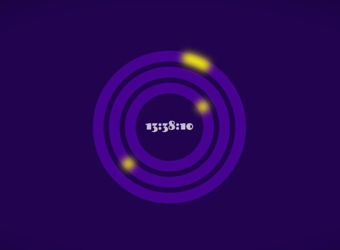 svg+js创意圆环数字时钟动画特效html5