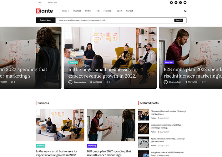 bootstrap5博客杂志文章类网站Html5网页模板