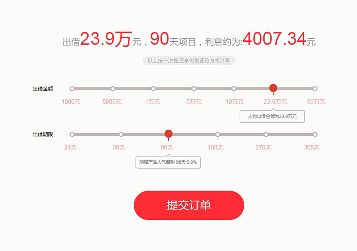 网页jQuery金融借款单提交表单代码素材下载