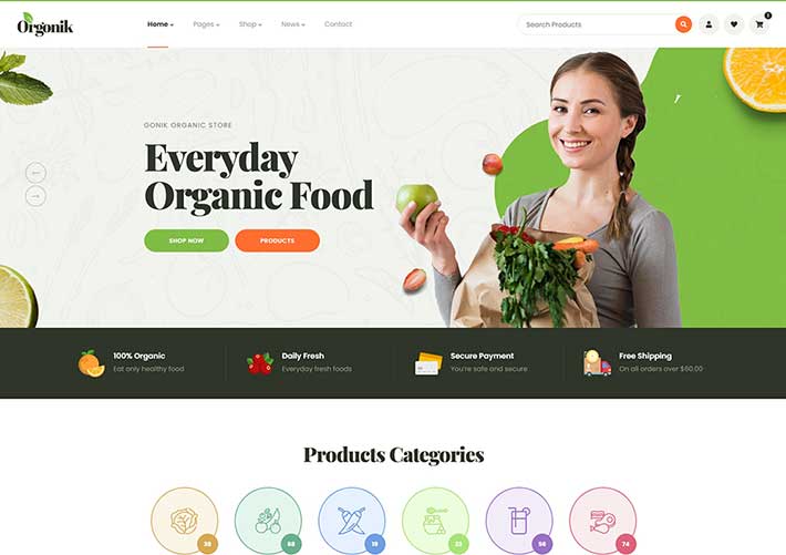 响应式食品零售蔬菜水果电商购物网站网页HTML模板