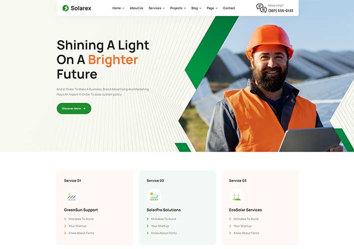 响应式企业网站太阳能绿色能源科技公司HTML5网页模板