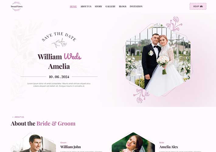 响应式HTML5结婚邀请在线网站网页HTML模板