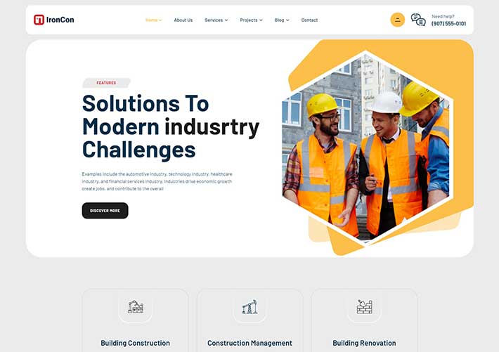 现代建筑工业企业设计工程施工模板公司HTML5网页模板