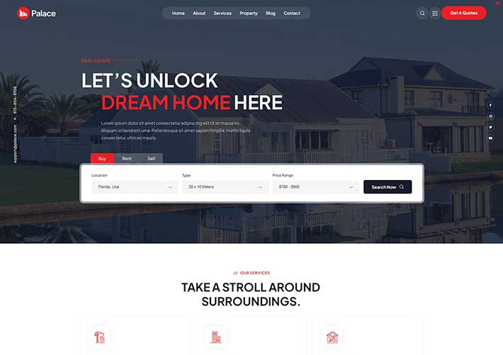 时尚房地产建设施工工程公司网站设计HTML5模板