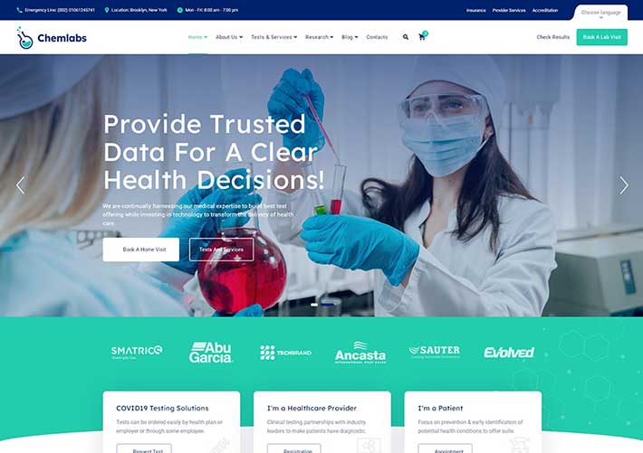 响应式科学研究医学实验室企业官网HTML5网页模板