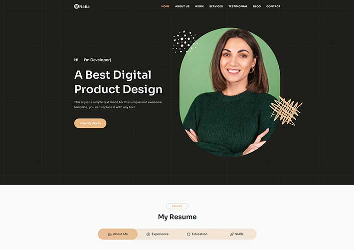 设计师个人简介主页个人作品集网站设计HTML5模板