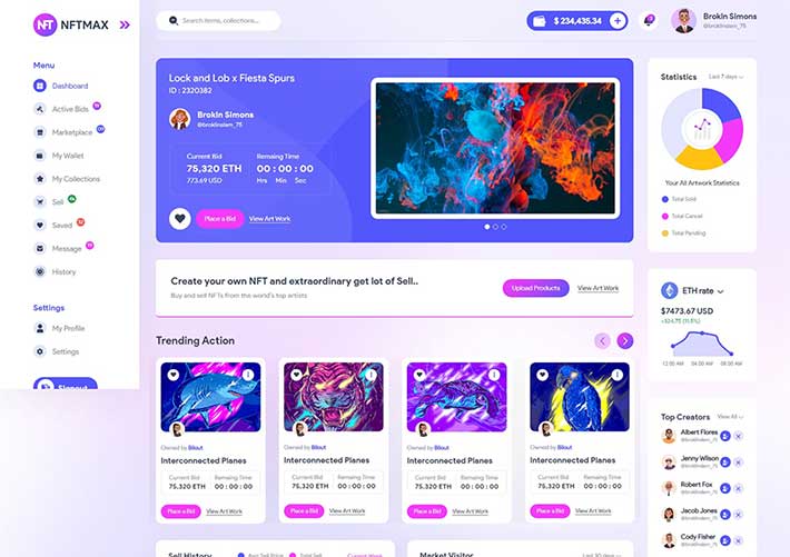 响应式响应式NFT素材平台后台管理系统网站HTML5模板